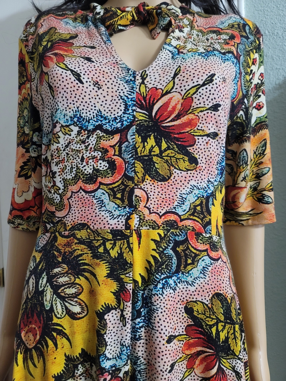 Desigual Yellow and Pink Floral Midi Dress - Picture 6 of 14